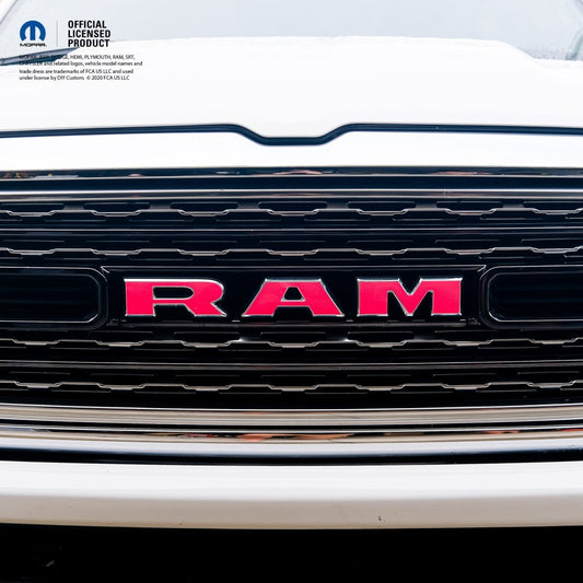 RAM Grill Emblem Overlay Decals FLUORESCENT HOT PINK Fits 2009 - 2026 1500 - 5500 - Tiny Wrapz
