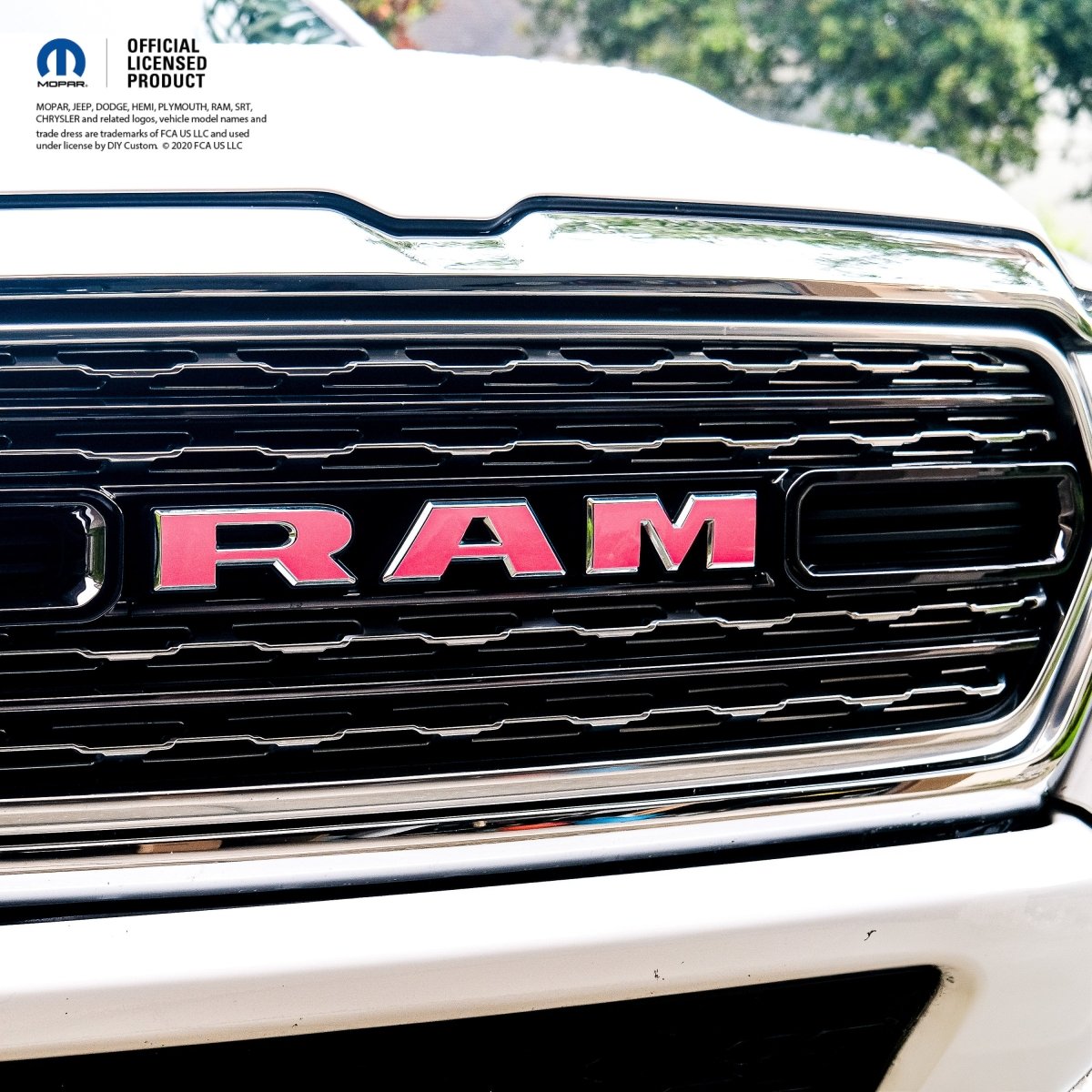 RAM Grill Emblem Overlay Decals FLUORESCENT HOT PINK Fits 2009 - 2026 1500 - 5500 - Tiny Wrapz