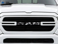 RAM Grill Emblem Overlay Decals Grayscale American Flag Fits 2009 - 2026 1500 - 5500 - Tiny Wrapz