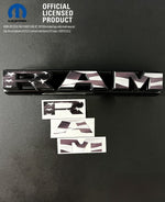RAM Grill Emblem Overlay Decals Grayscale American Flag Fits 2009 - 2026 1500 - 5500 - Tiny Wrapz