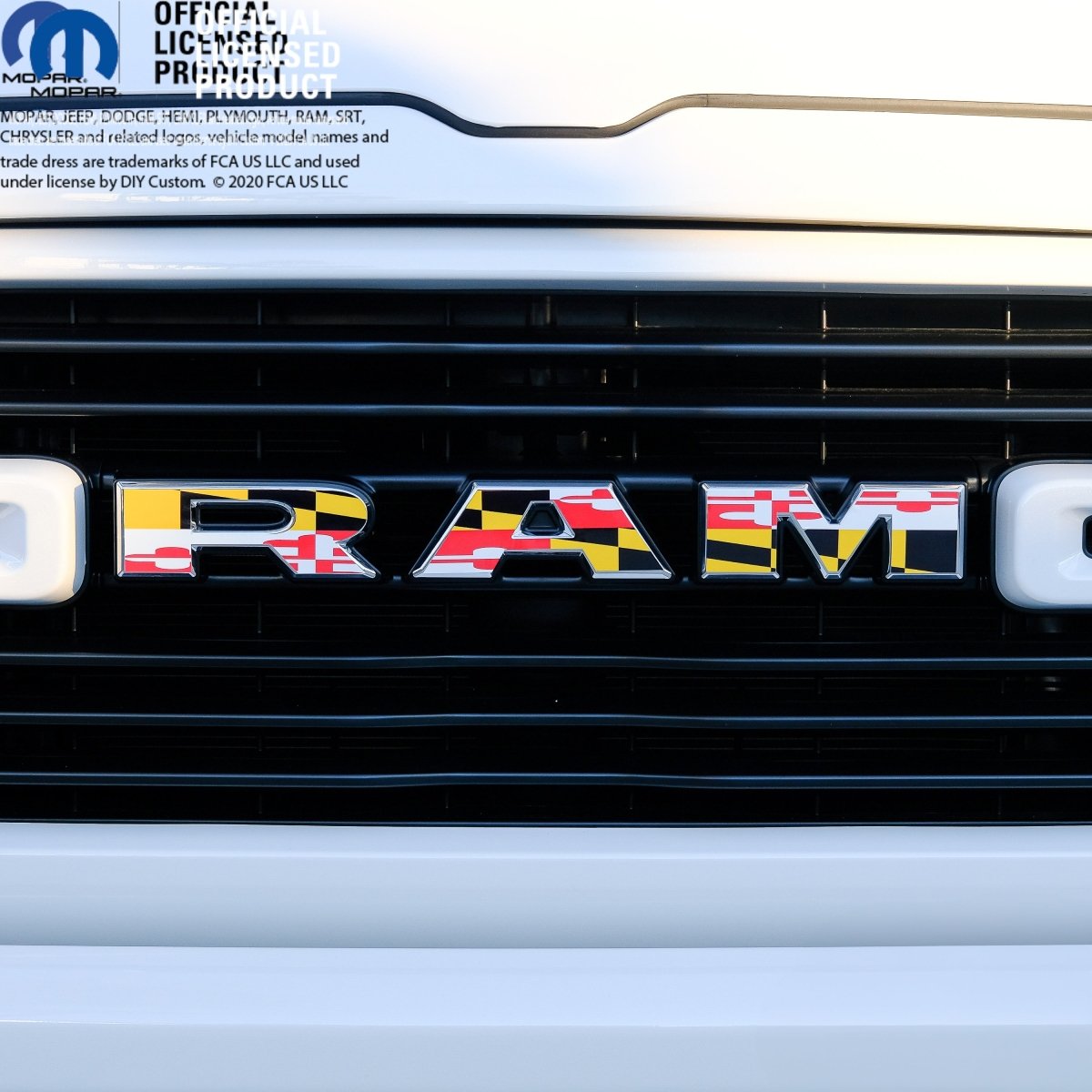 RAM Grill Emblem Overlay Decals MARYLAND STATE FLAG Fits 2009 - 2026 1500 - 5500 - Tiny Wrapz