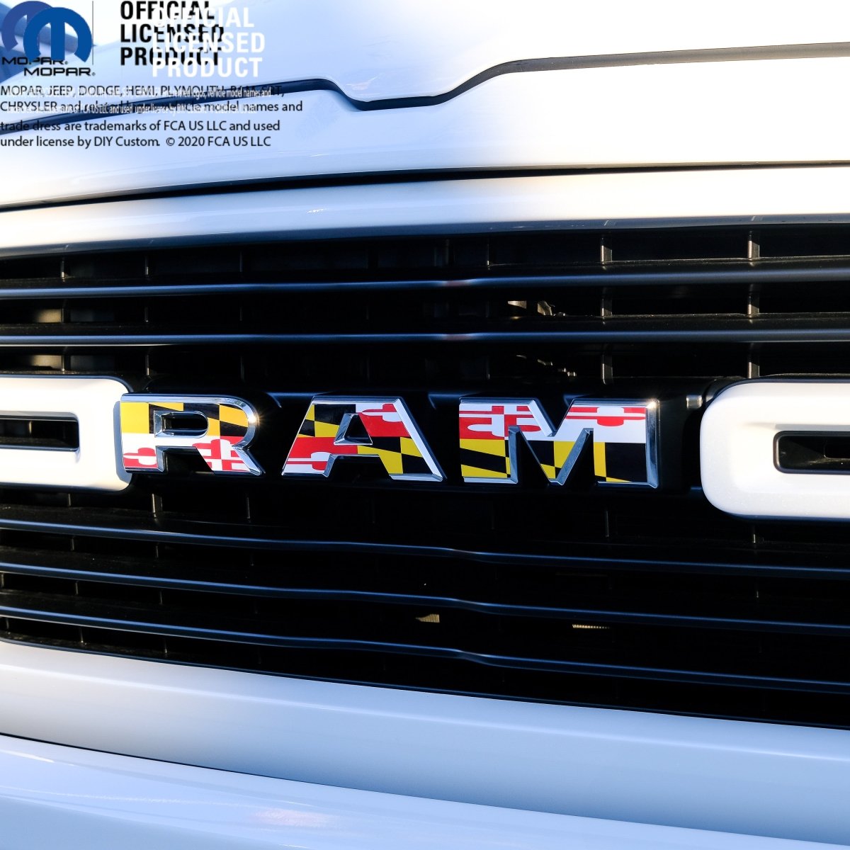 RAM Grill Emblem Overlay Decals MARYLAND STATE FLAG Fits 2009 - 2026 1500 - 5500 - Tiny Wrapz