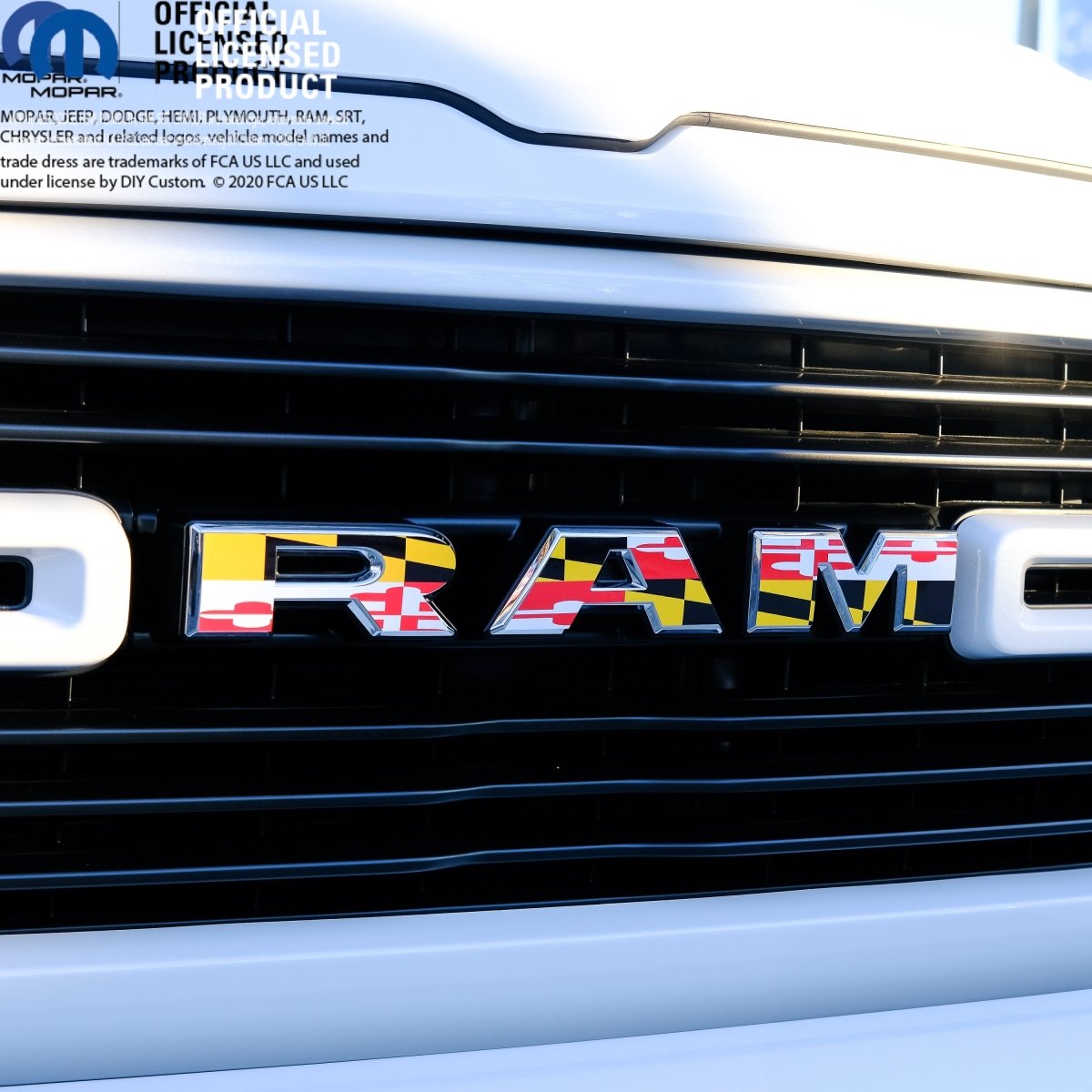 RAM Grill Emblem Overlay Decals MARYLAND STATE FLAG Fits 2009 - 2026 1500 - 5500 - Tiny Wrapz
