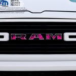 RAM Grill Emblem Overlay Decals PINK FIRE FLAMES Fits 2009 - 2026 1500 - 5500 - Tiny Wrapz