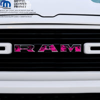 RAM Grill Emblem Overlay Decals PINK FIRE FLAMES Fits 2009 - 2026 1500 - 5500 - Tiny Wrapz