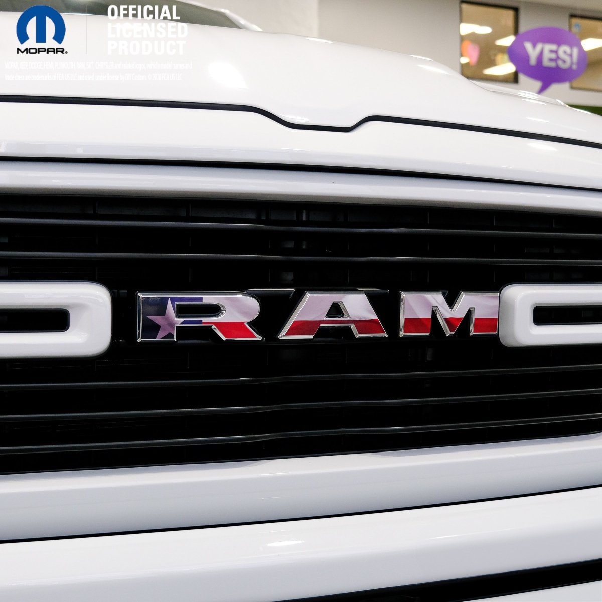 RAM Grill Emblem Overlay Decals TEXAS FLAG Fits 2009 - 2026 1500 - 5500 - Tiny Wrapz