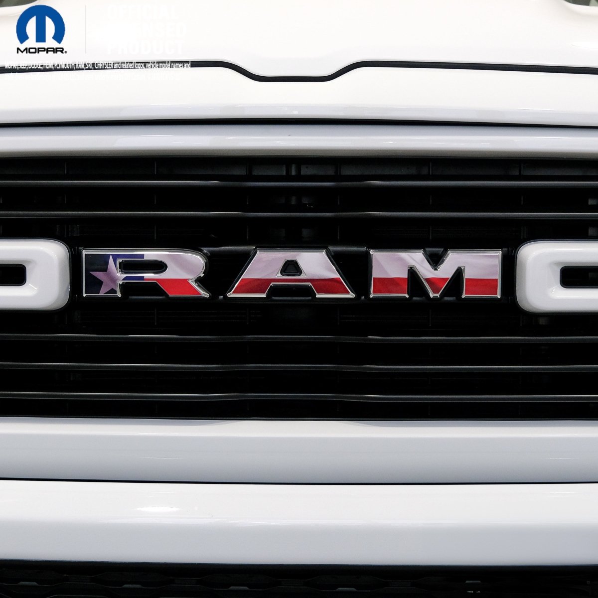 Texas Rams Decal RAM Grill Emblem Overlay Decals TEXAS FLAG Fits 2009-2026 1500-5500 ...