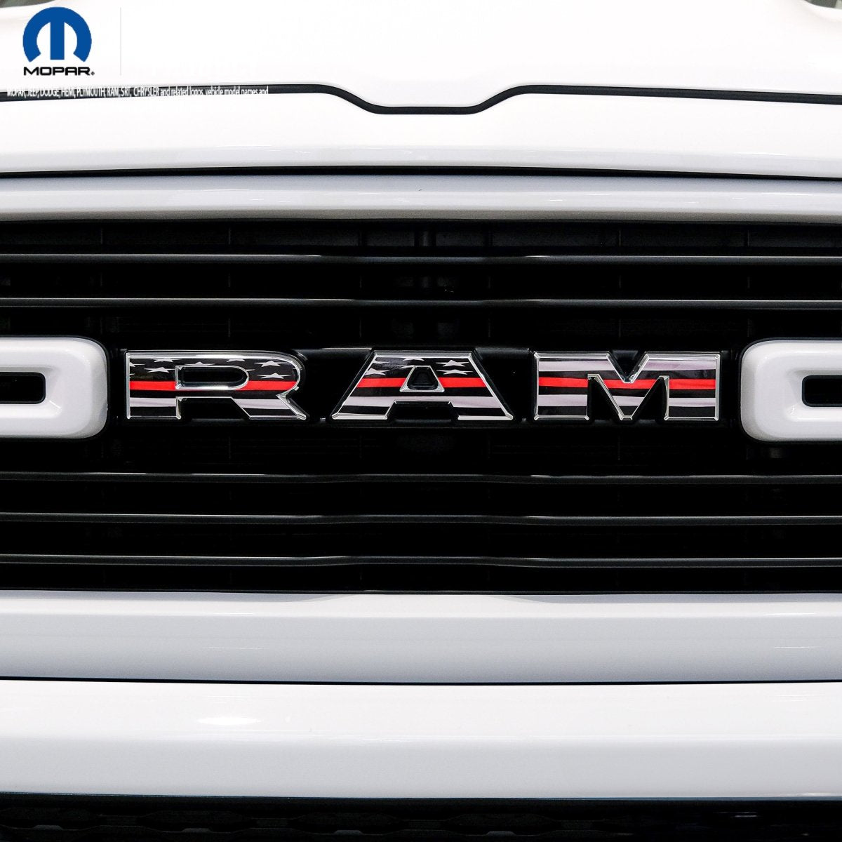 RAM Grill Emblem Overlay Decals THIN RED LINE FLAG Fits 2009 - 2026 1500 - 5500 - Tiny Wrapz