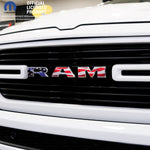 RAM Grill Emblem Overlay Decals WAVING AMERICAN FLAG Fits 2009-2026 1500-5500 - Tiny Wrapz