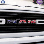 RAM Grill Emblem Overlay Decals WAVING AMERICAN FLAG Fits 2009-2026 1500-5500 - Tiny Wrapz