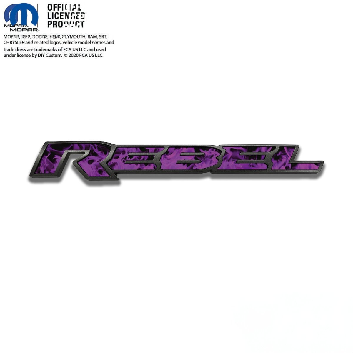 RAM Rebel Emblem Overlay Decals Purple Flames Fits 2019 - 2026 - Tiny Wrapz