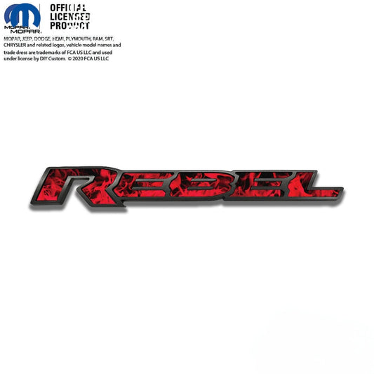 RAM Rebel Emblem Overlay Decals Red Flames Fits 2015 - 2026 - Tiny Wrapz
