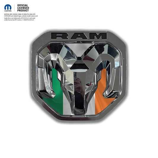 RAM Tailgate RAM Head Emblem Overlay Decals IRELAND FLAG Fits 2011 - 2024 Trucks - Tiny Wrapz