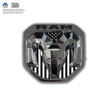 RAM Tailgate/Grill RAM Head Emblem Overlay Decals BLACK & WHITE AMERICAN FLAG Fits 2011 - 2024 Trucks - Tiny Wrapz