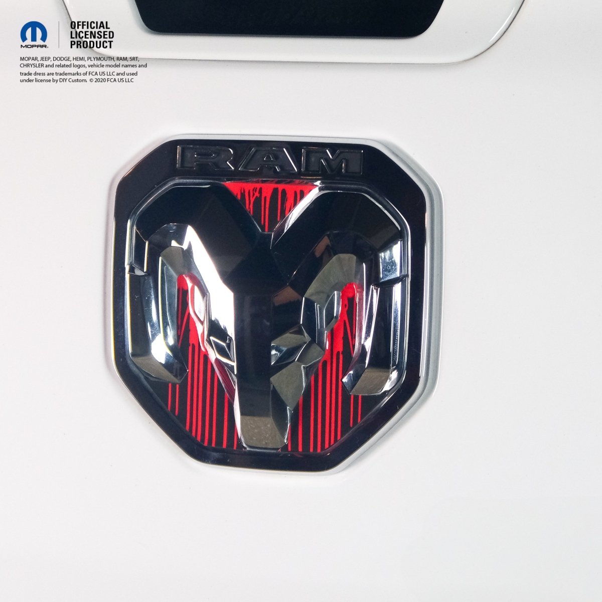 RAM Tailgate/Grill RAM Head Emblem Overlay Decals DRIPPING RED Fits 2011 - 2024 Trucks - Tiny Wrapz