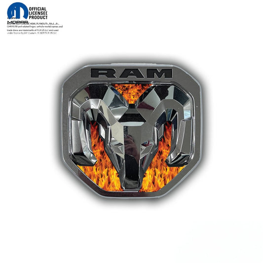 RAM Tailgate/Grill RAM Head Emblem Overlay Decals REAL FIRE FLAMES Fits 2011 - 2024 Trucks - Tiny Wrapz