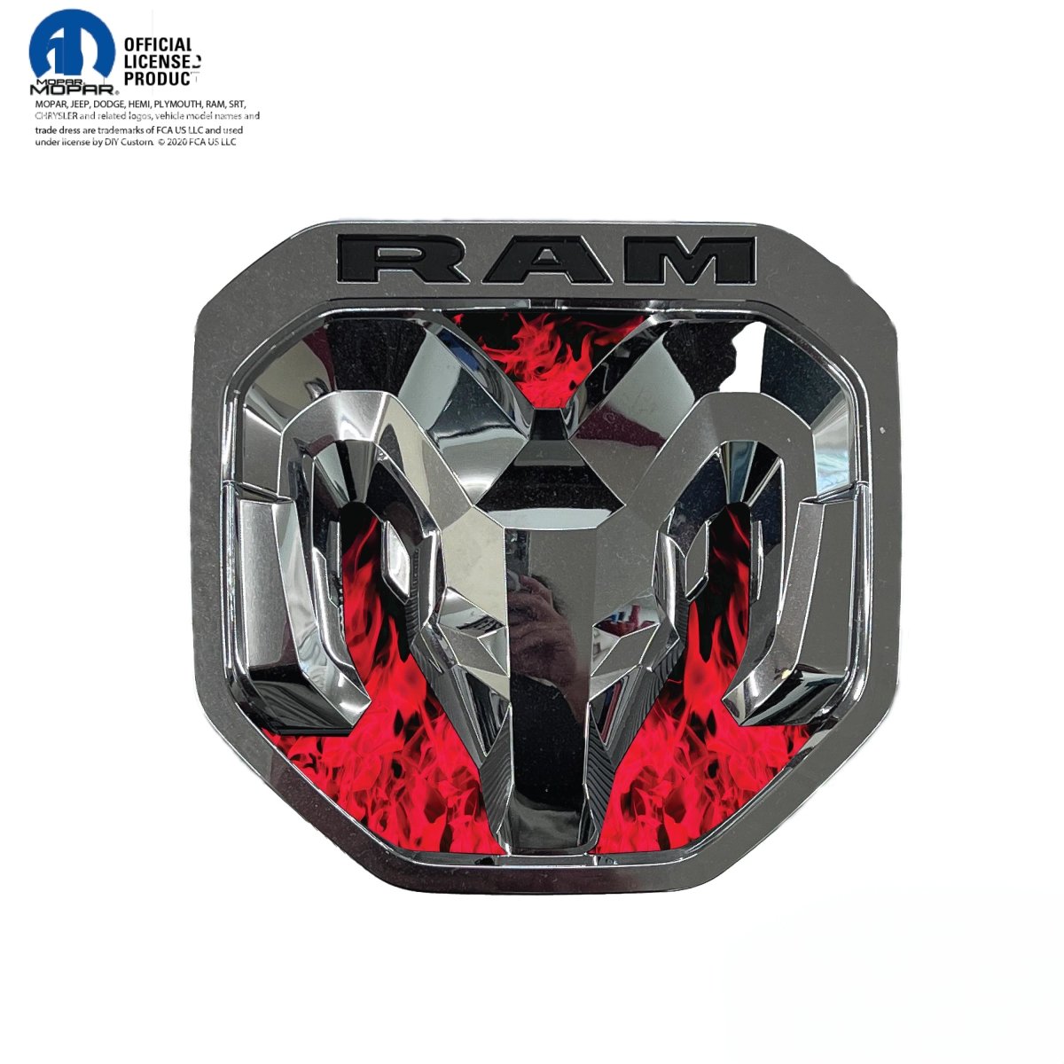 RAM Tailgate/Grill RAM Head Emblem Overlay Decals RED FLAMES Fits 2011 - 2024 Trucks - Tiny Wrapz