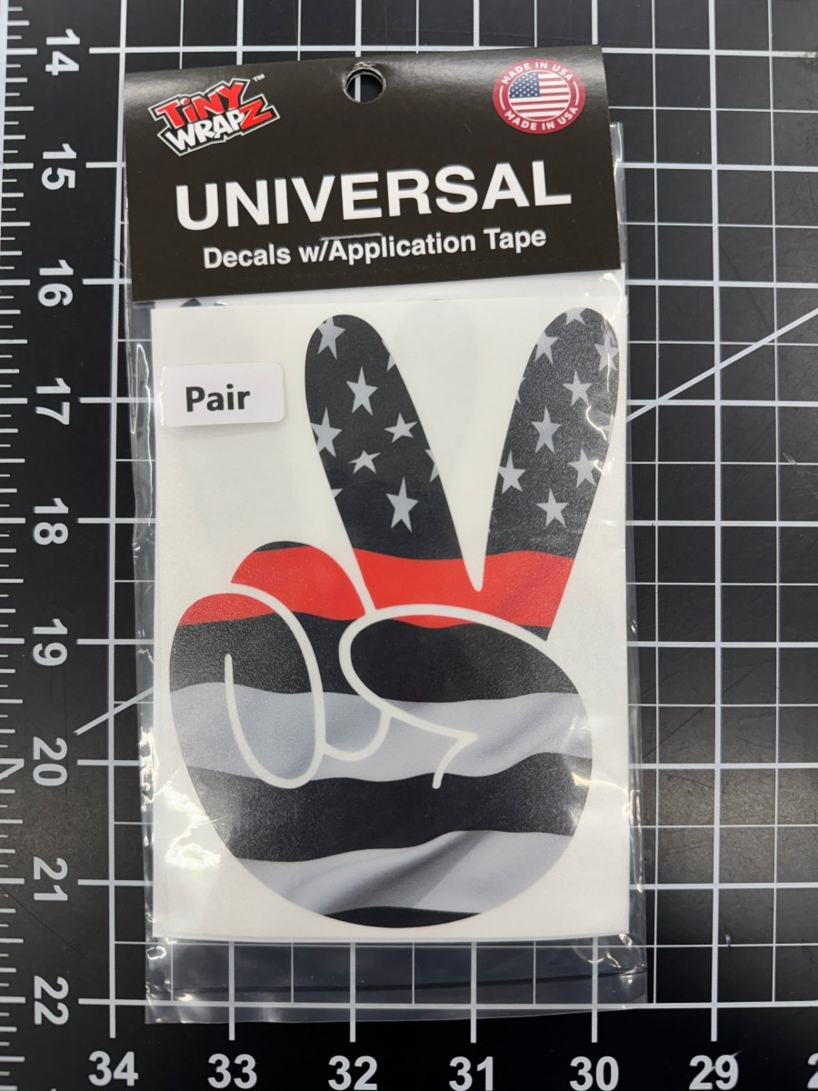 Thin Red Line American Flat Peace Wave Left & Right Mirrors Vinyl Decals Fits All Jeeps - Tiny Wrapz