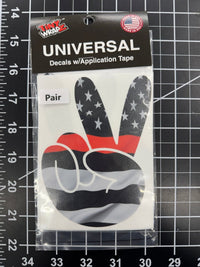 Thin Red Line American Flat Peace Wave Left & Right Mirrors Vinyl Decals Fits All Jeeps - Tiny Wrapz