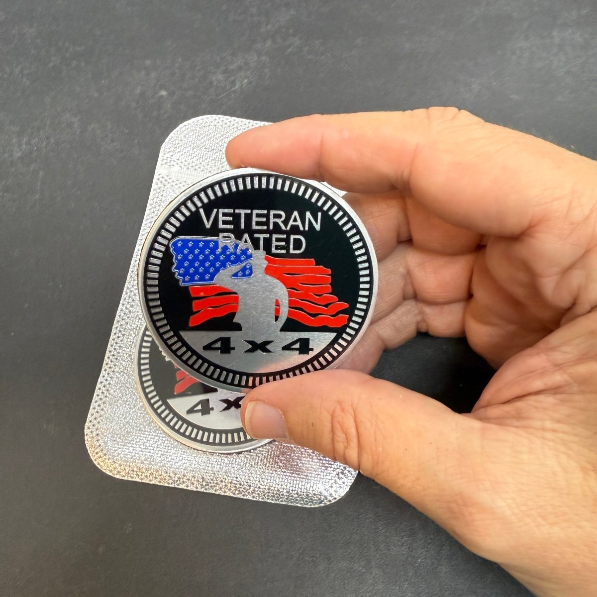 Veteran Rated 4x4 Metal Badge For Jeep Wrangler Door Fender - Tiny Wrapz